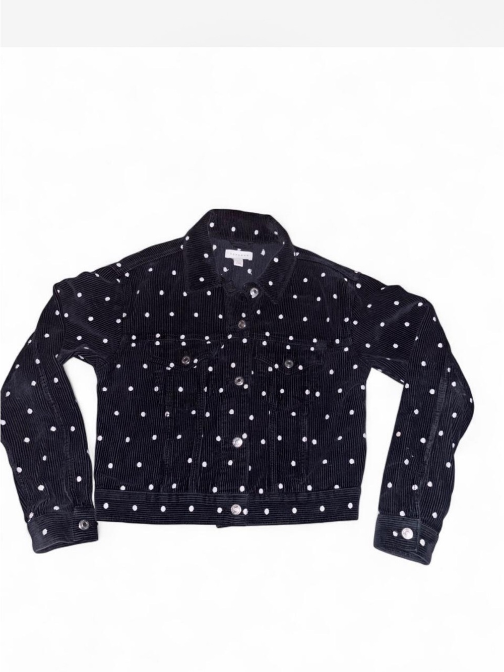 Topshop Black Corduroy Polka Dot Jean Jacket - Picture 1 of 4